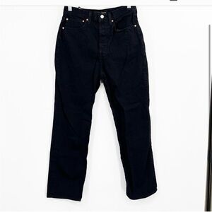 Denim Forum Aritzia The Joni High Rise Loose Jeans Black Button Fly